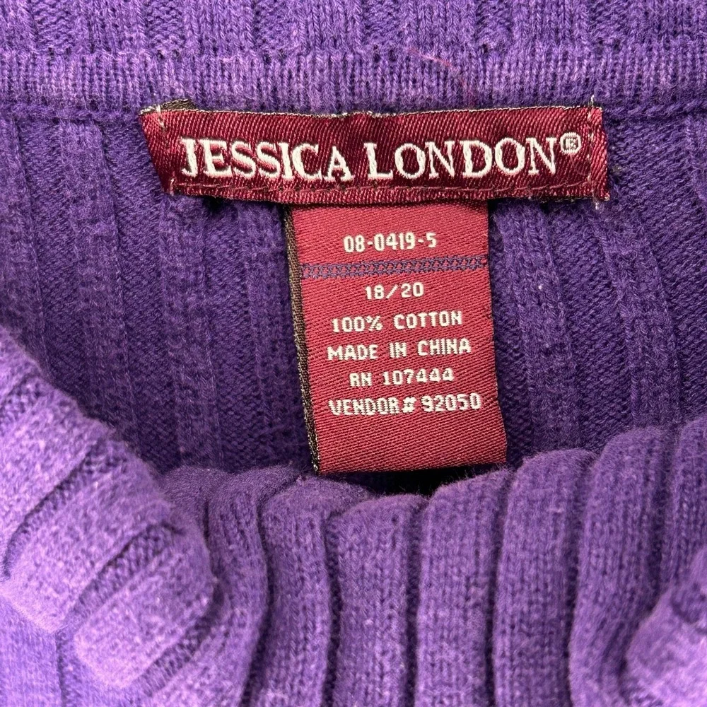Jessica London Ribbed Turtleneck Sweaters Lot 2 Purple Orange Cotton 18/20 Fall